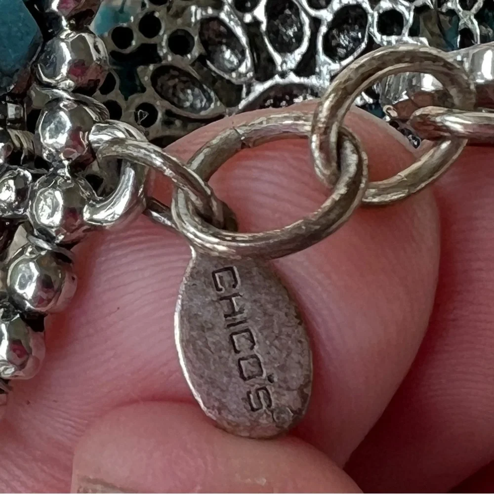 Chico's silver turquoise western toggle bracelet large medallions